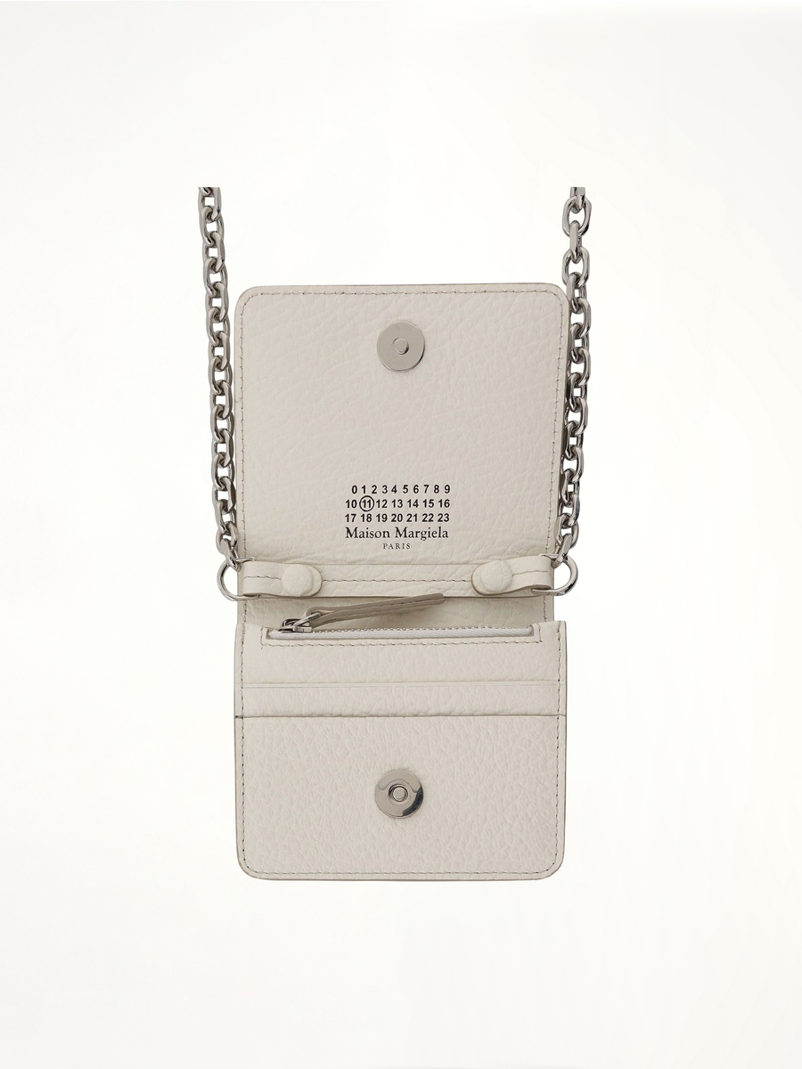 Four Stitches Chain Wallet in White