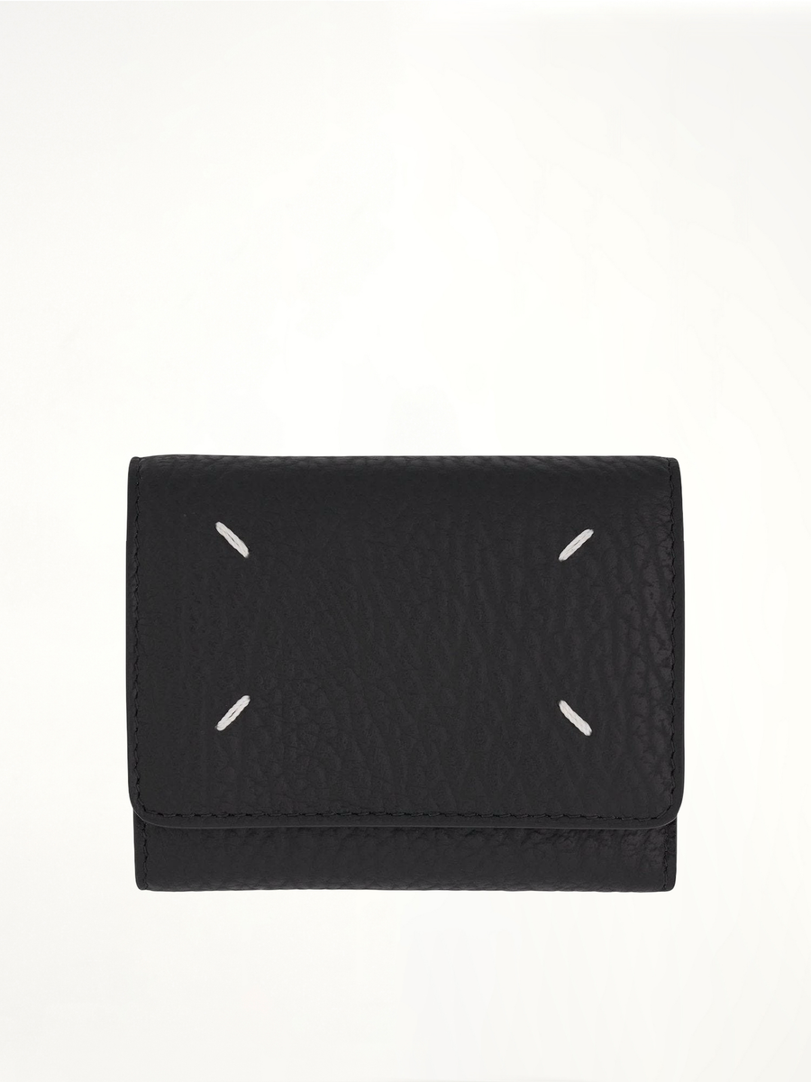 Four Stitches Tri Fold Wallet in Black