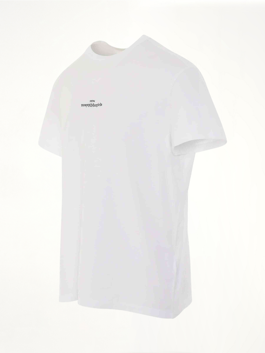 Upside Down Logo T-Shirt in White/Black