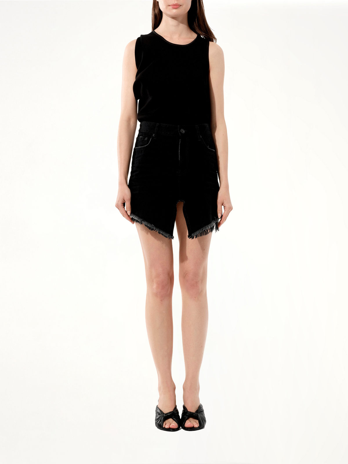 Mini Denim Skirt in Rubber Black