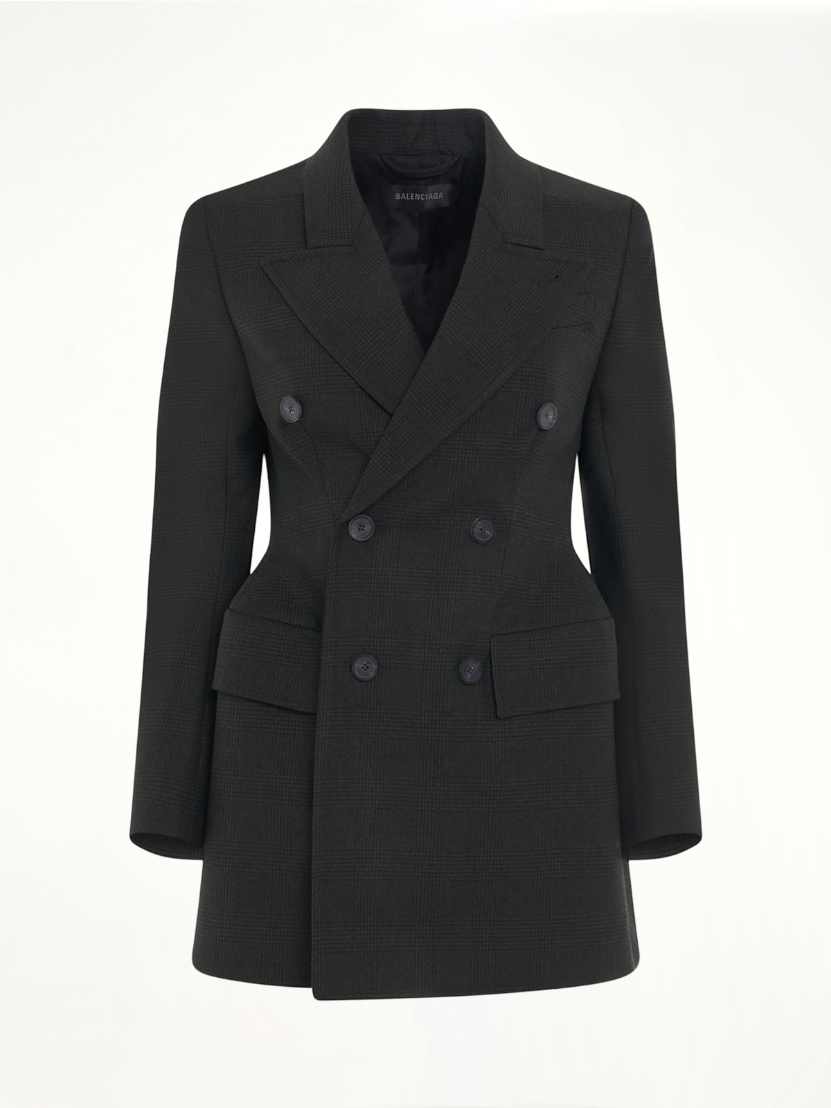 Double Breasted Hourglass Blazer in Khaki/Black