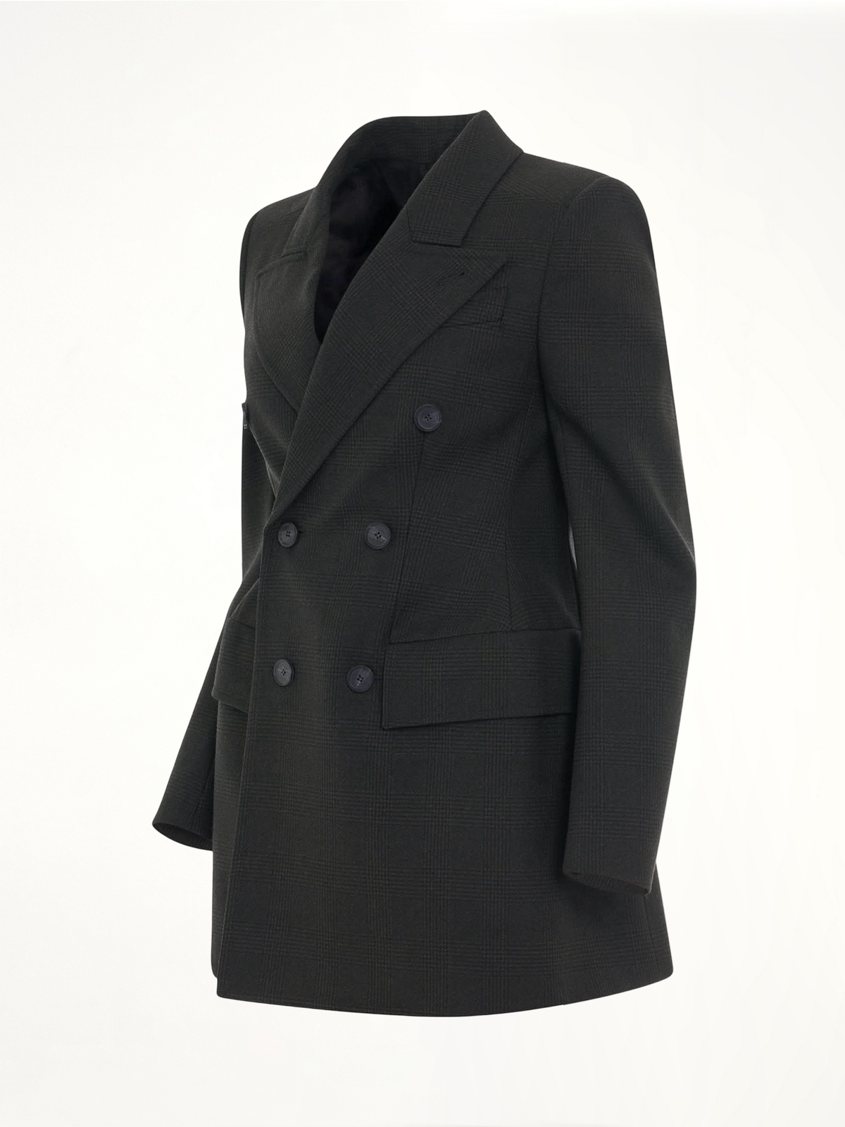 Double Breasted Hourglass Blazer in Khaki/Black