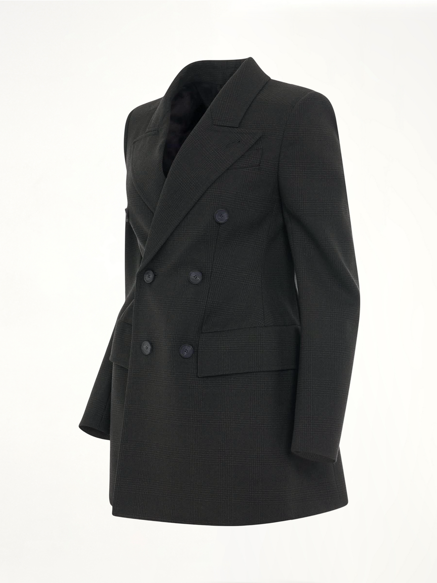 Double Breasted Hourglass Blazer in Khaki/Black