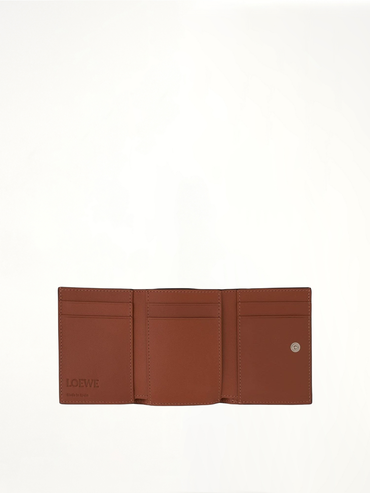 Anagram Trifold Wallet Pebble Grain Calfskin in Tan
