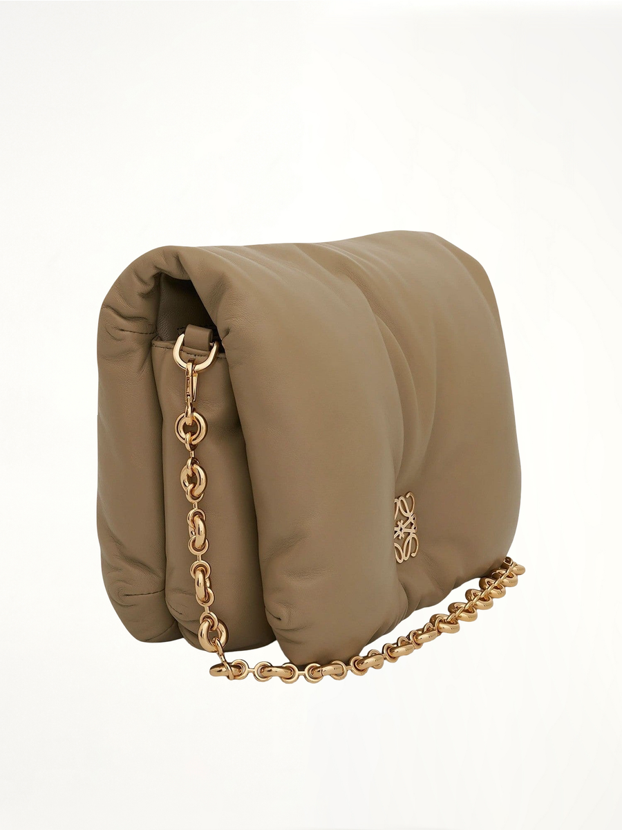 Puffer Goya Bag in Shiny Nappa Lambskin in Clay Green