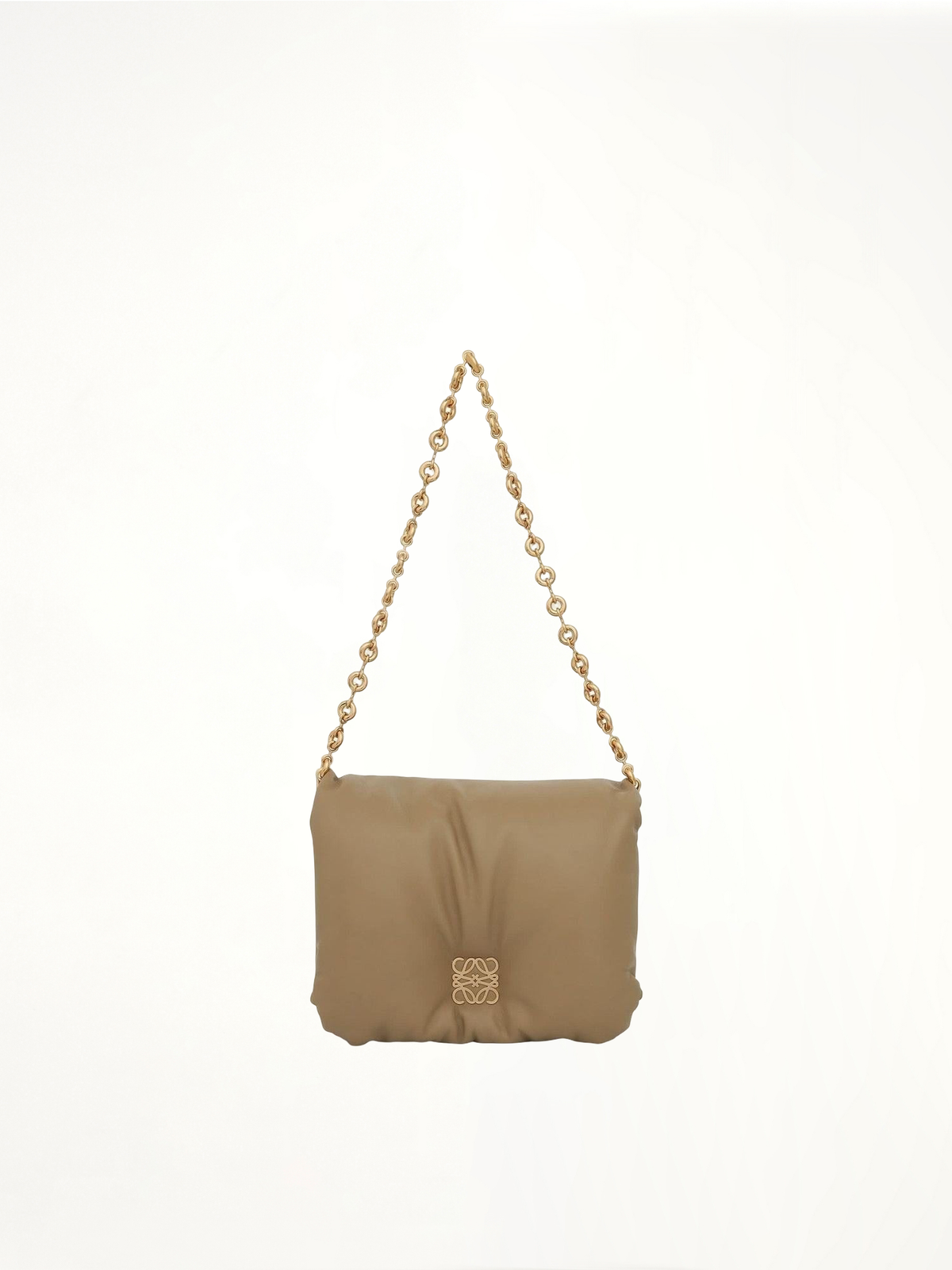 Puffer Goya Bag in Shiny Nappa Lambskin in Clay Green