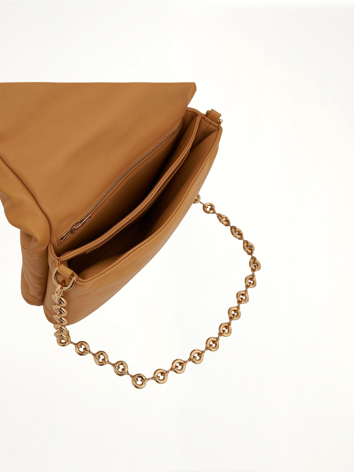Puffer Goya Bag in Shiny Nappa Lambskin in Camel
