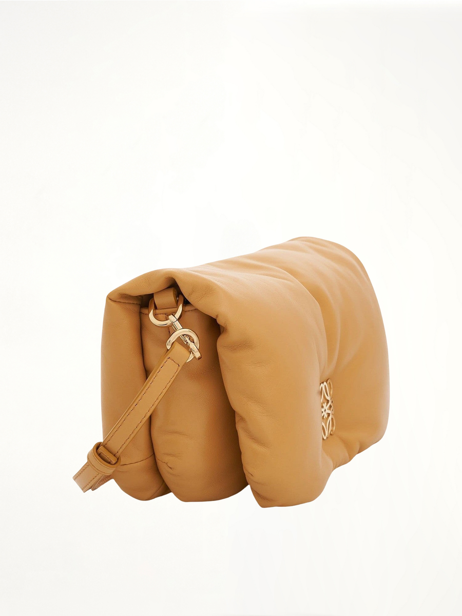 Mini Puffer Goya Bag in Shiny Nappa Lambskin in Camel