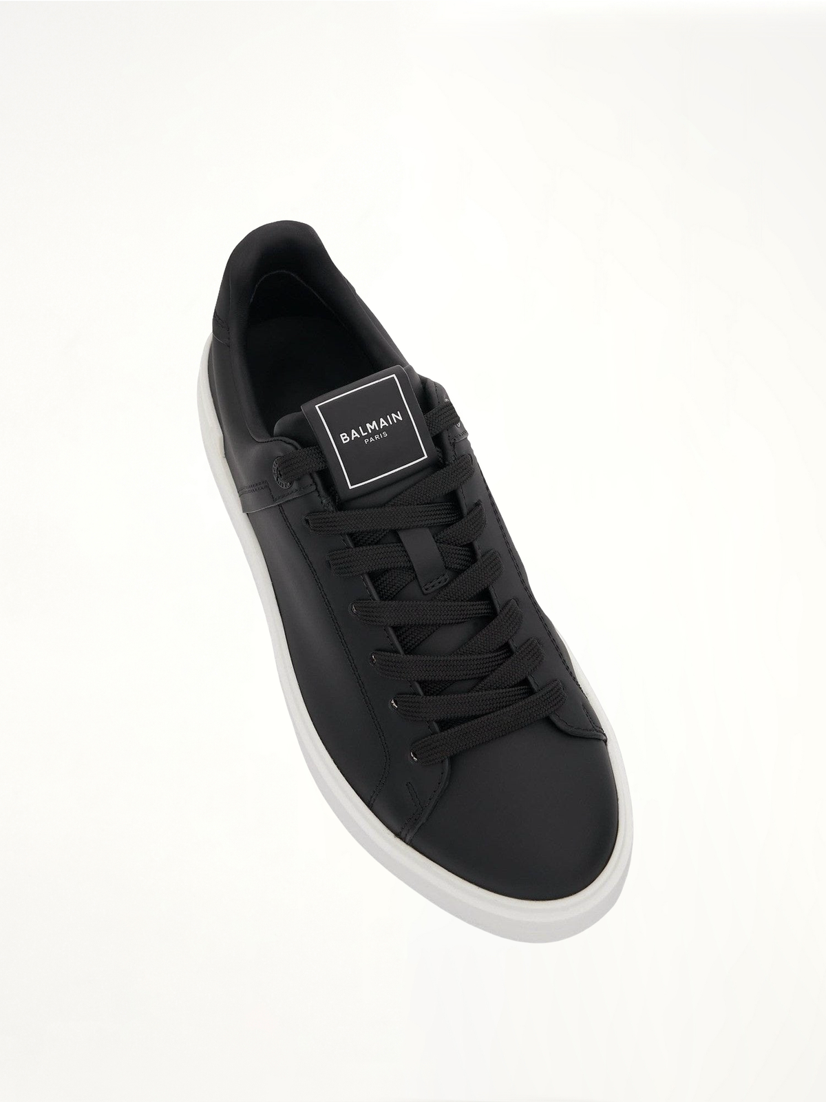 B-Court Calfskin Sneaker in Black/White Top View | BALMAIN
