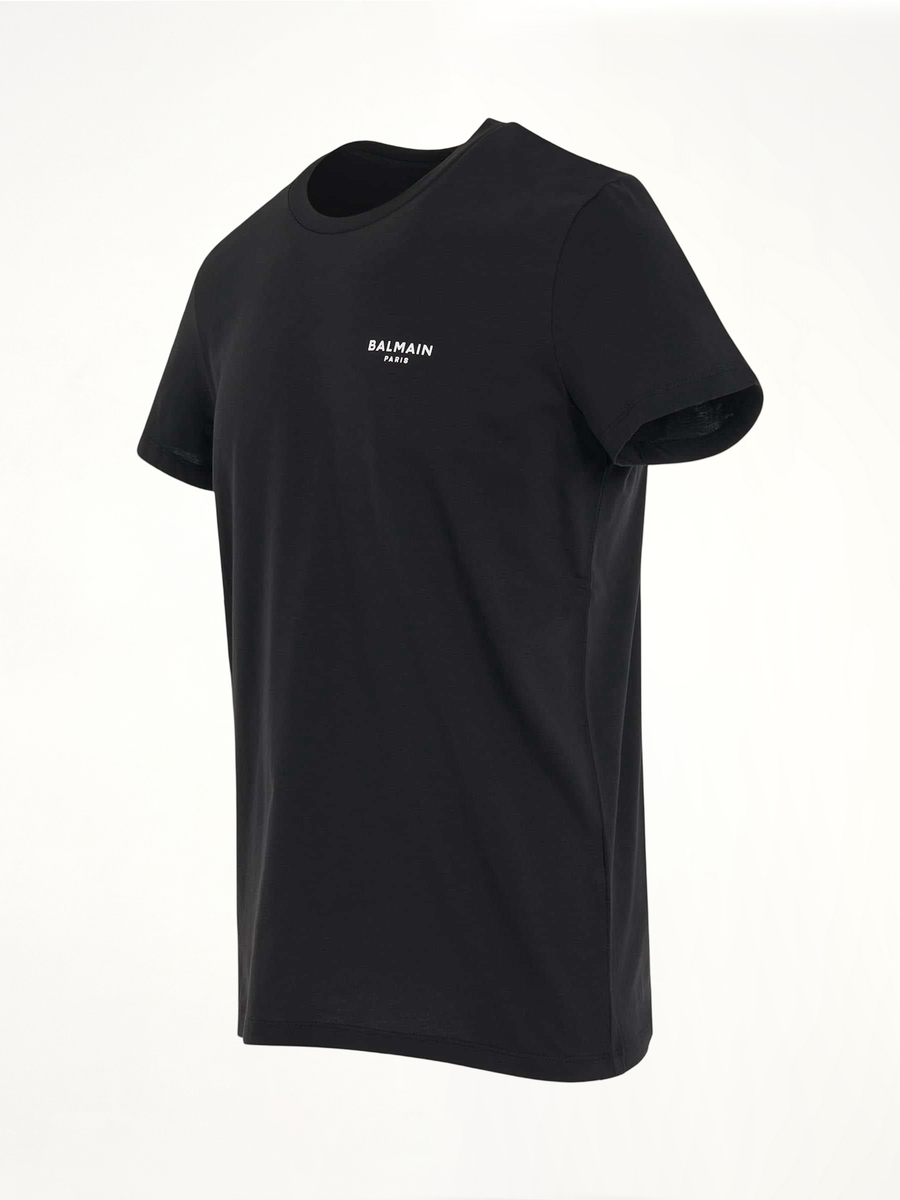 Logo Flock Classic Fit T-Shirt in Black/White
