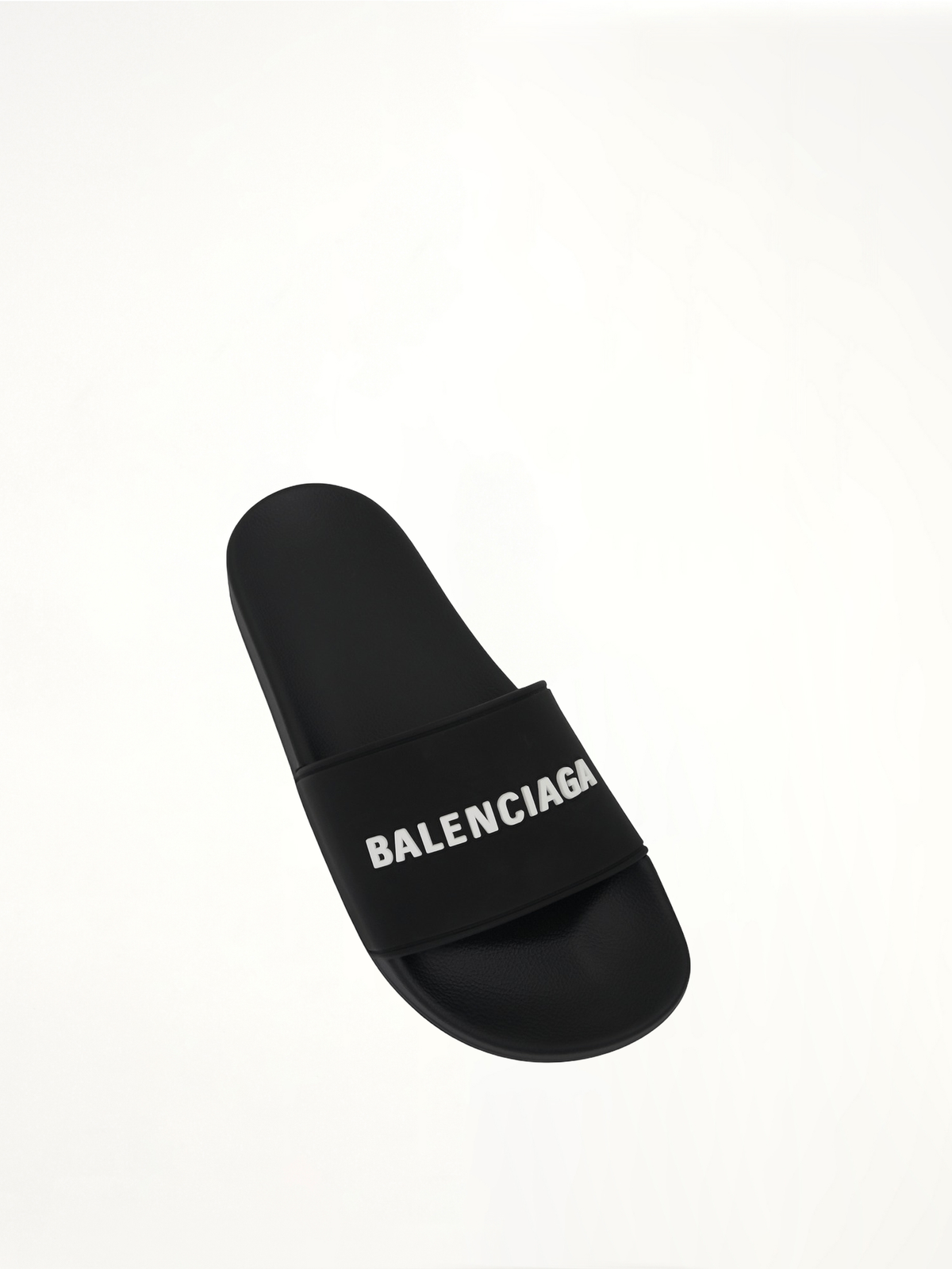 3D Logo Pool Slide Sandal in Black/White Top View | BALENCIAGA