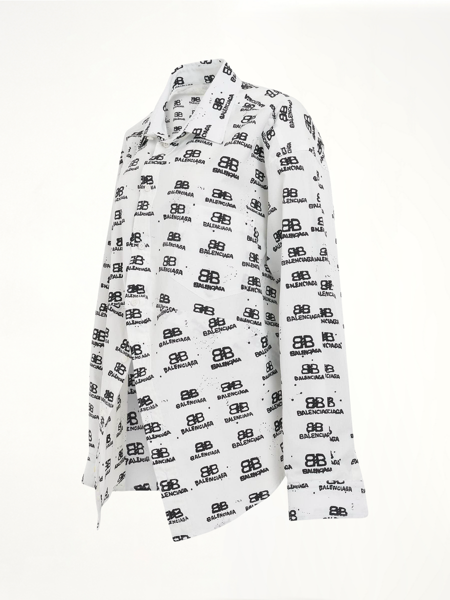 Hand Drawn BB Icon Swing Shirt in White/Black