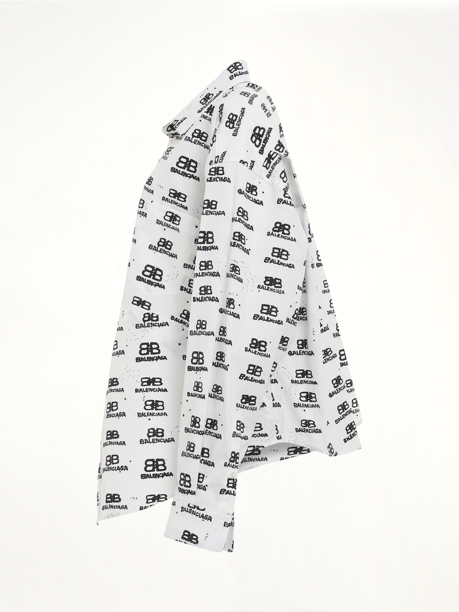 Hand Drawn BB Icon Swing Shirt in White/Black