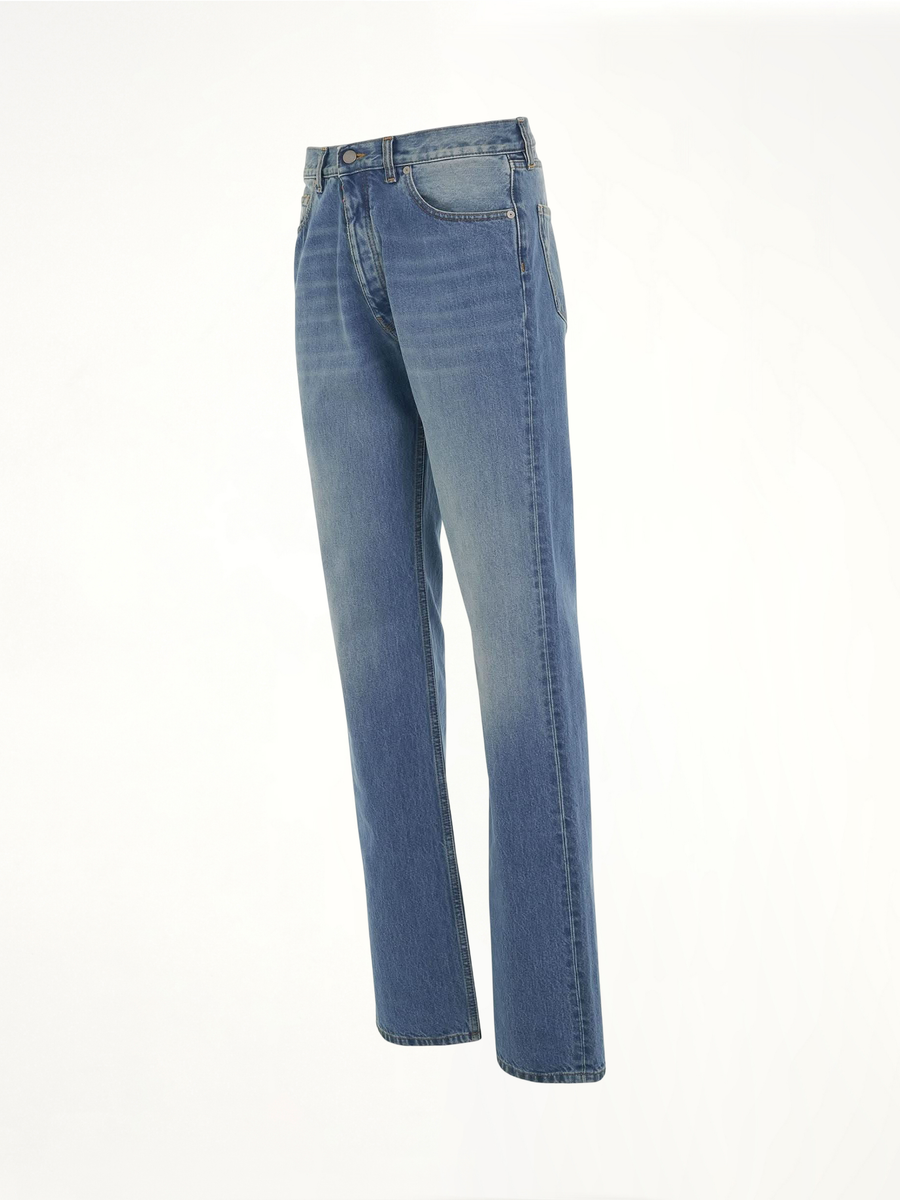 Straight Leg Denim Jeans in Blue