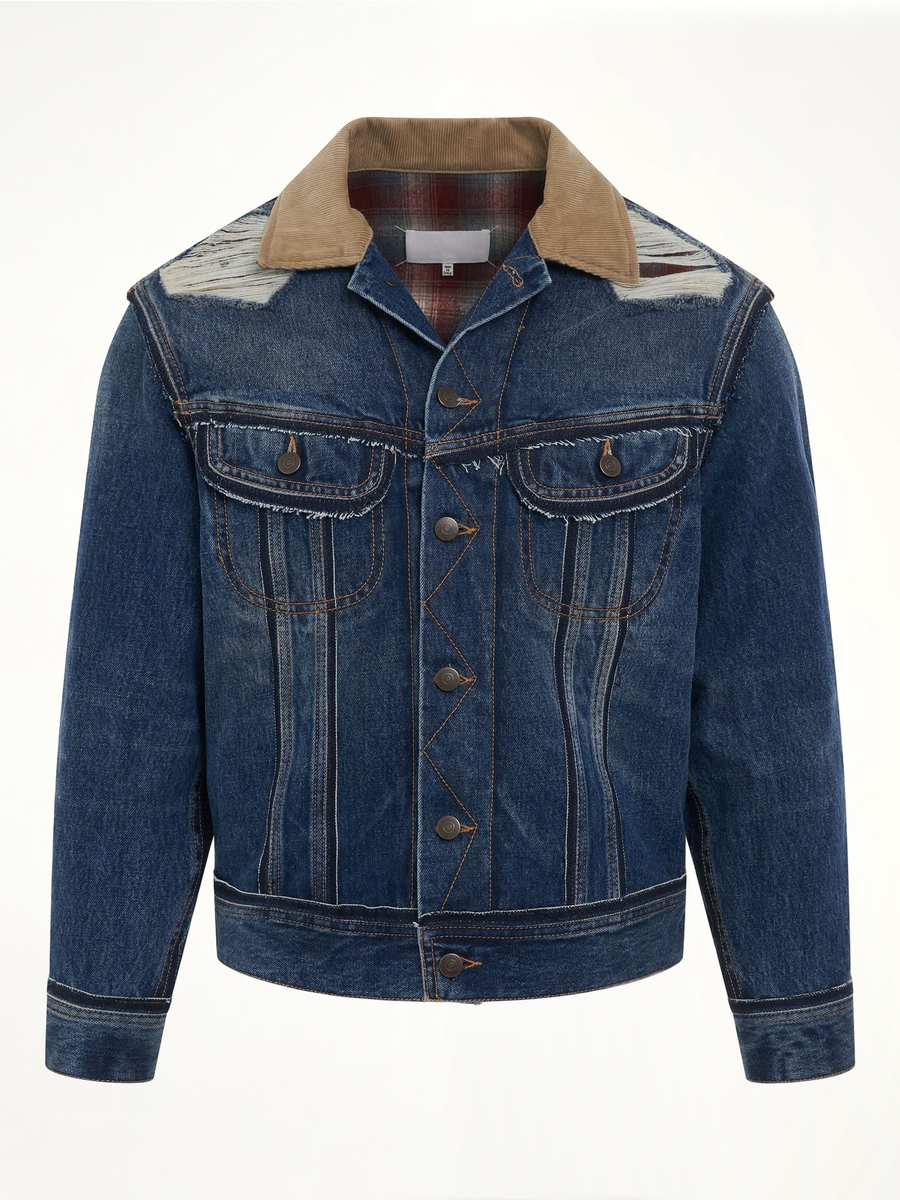 Oversize Deconstruction Cut-Out Denim Jacket