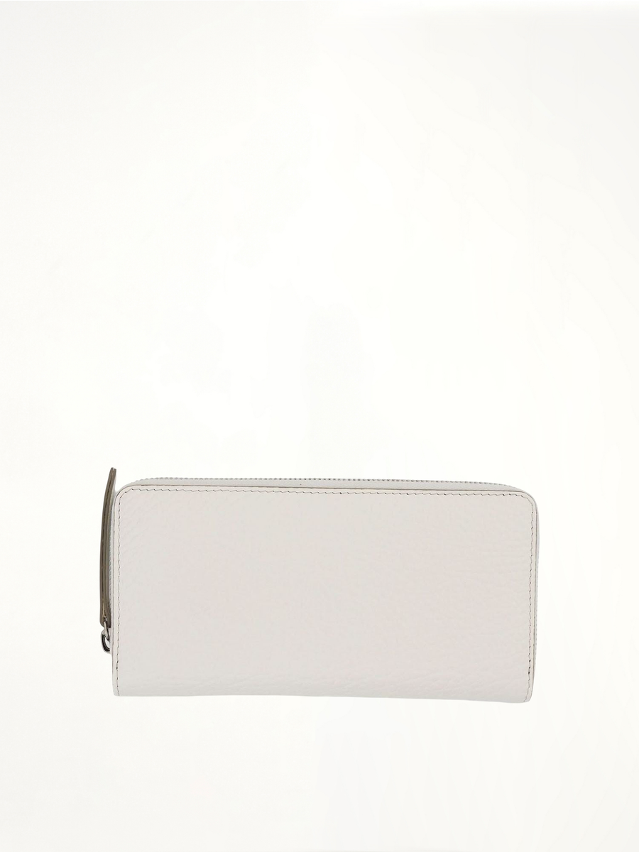 Four Stitches Zip Around Wallet in White