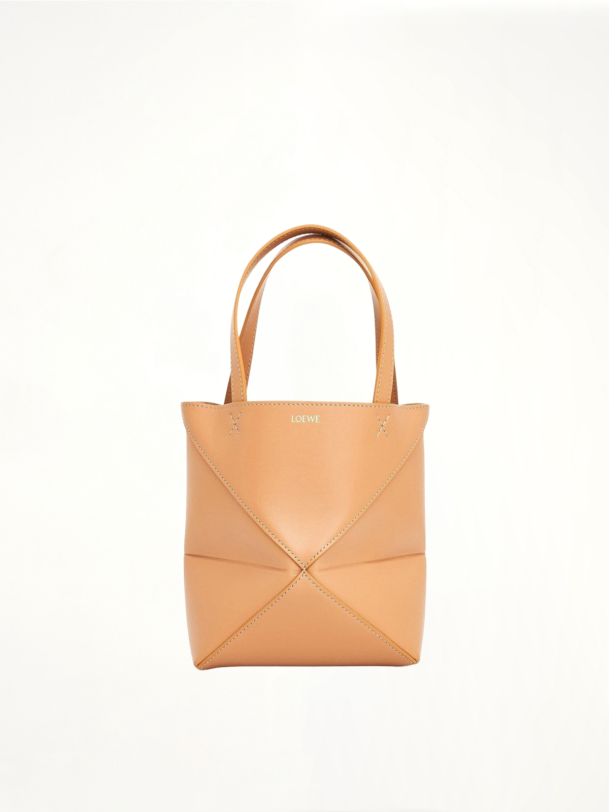 Mini Puzzle Fold Tote Bag in Calfskin in Warm Desert