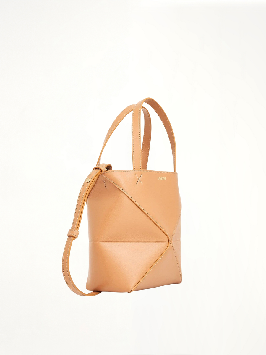 Mini Puzzle Fold Tote Bag in Calfskin in Warm Desert