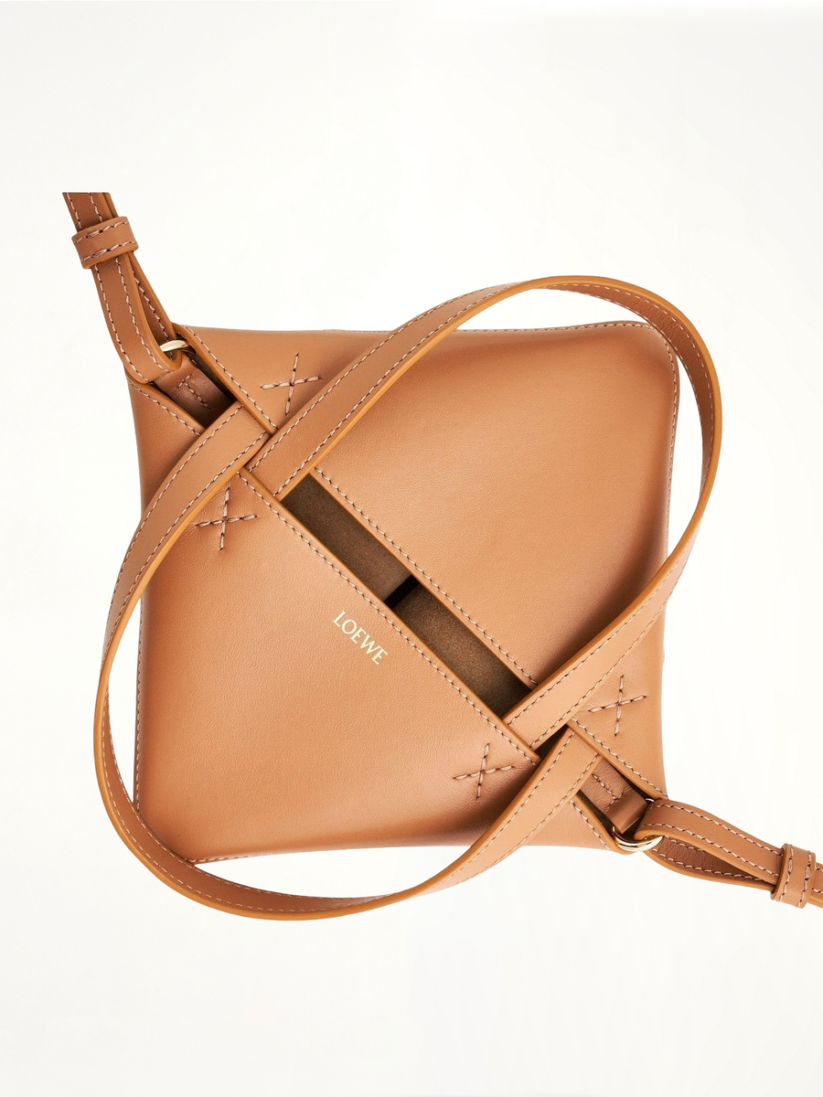 Mini Puzzle Fold Tote Bag in Calfskin in Warm Desert