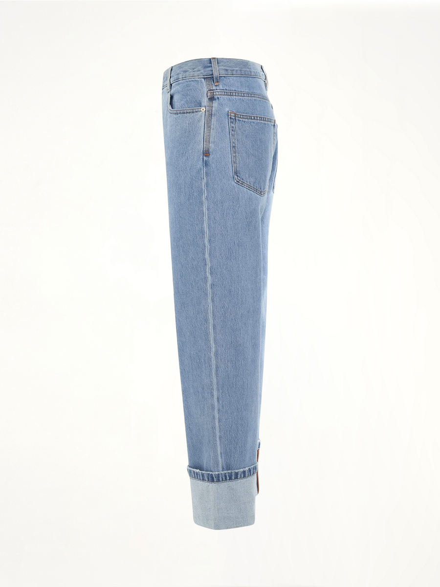 Fisherman Turn Up Jeans in Light Denim