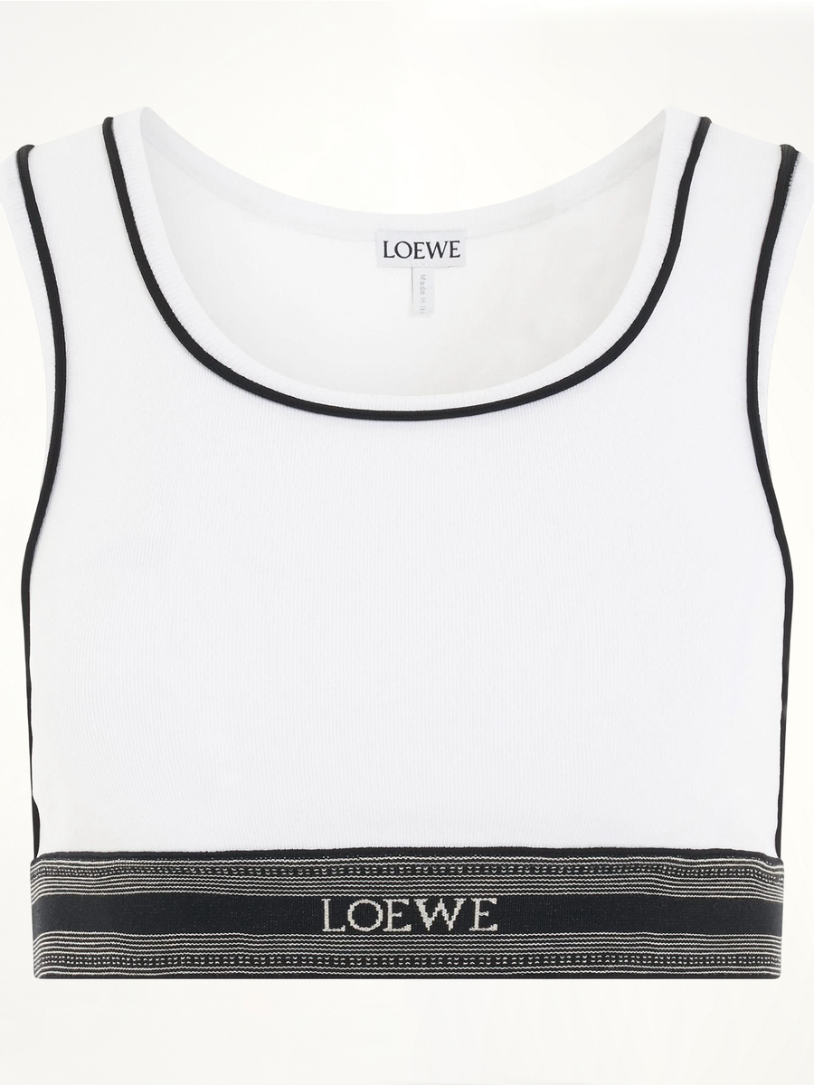 Logo Cropped Tank Top in White