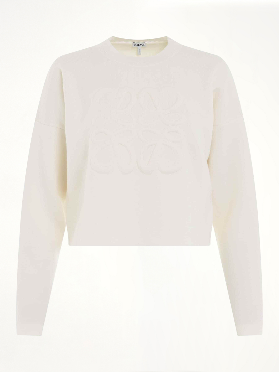 Short Anagram Sweater in White