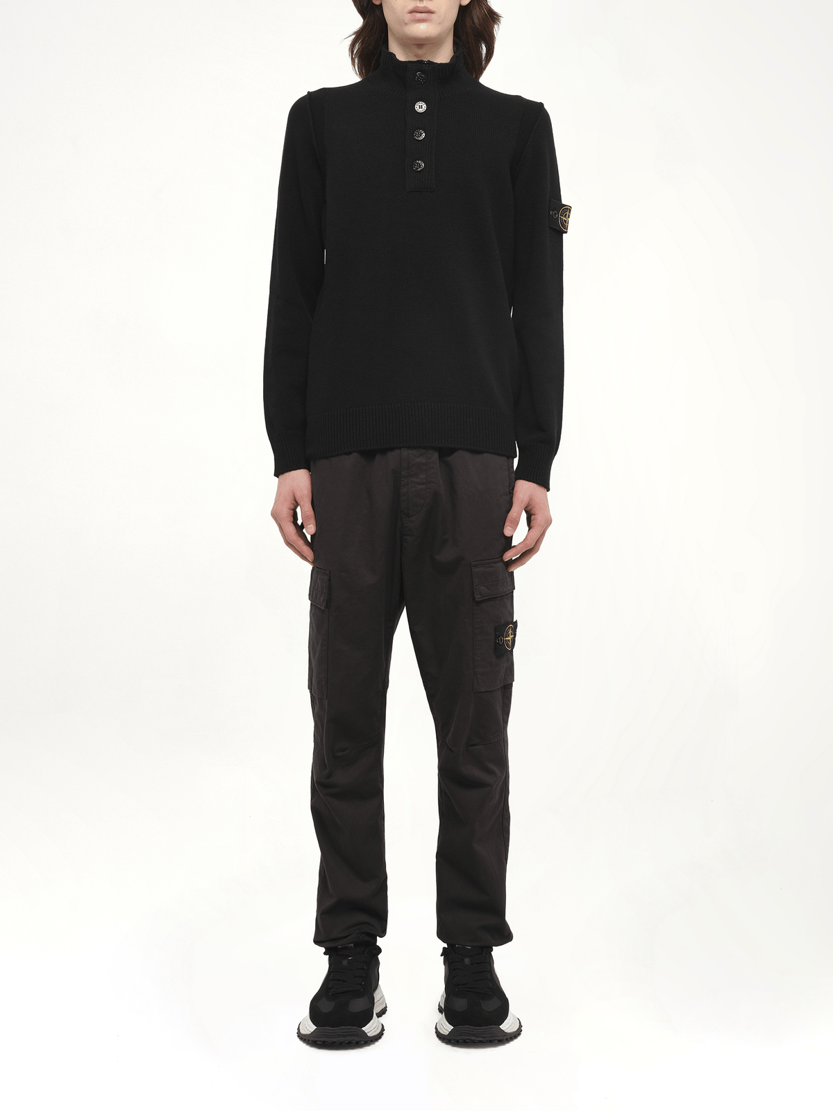 5100040 Lambswool Half-Zip Sweater in Black
