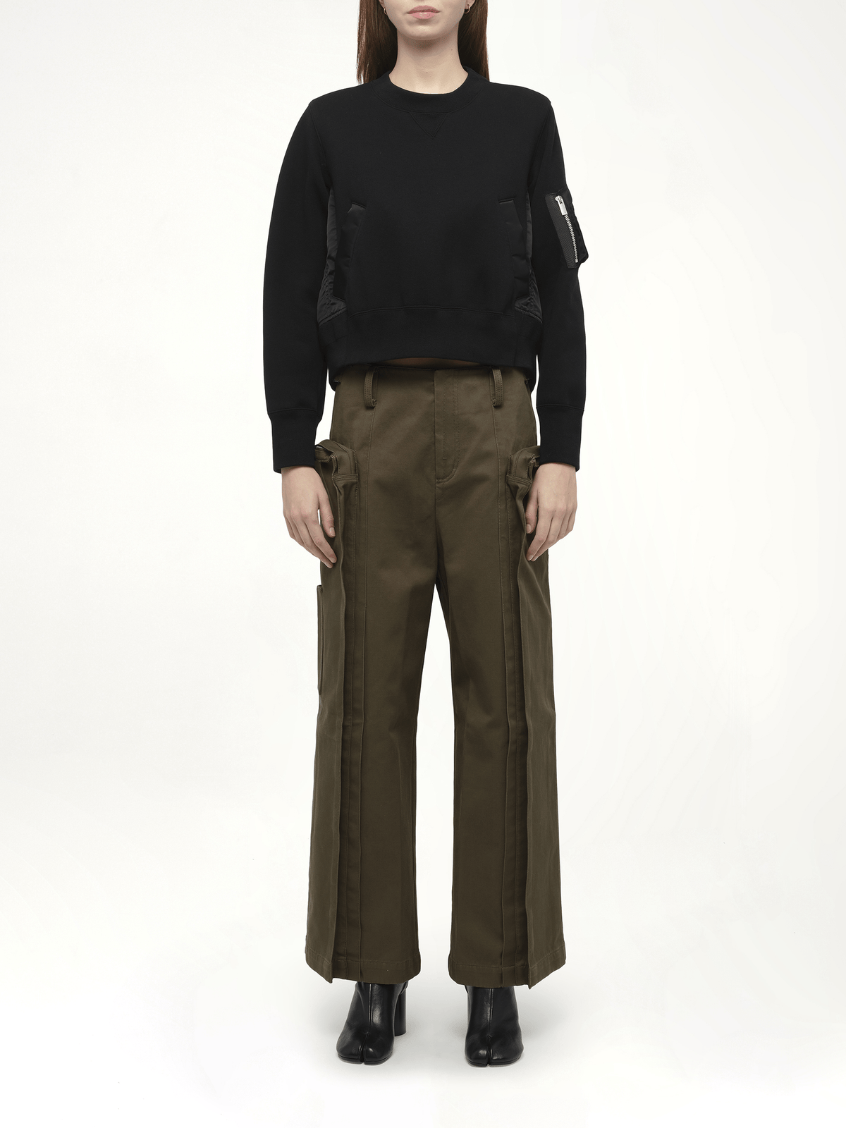 Sponge Sweat x Nylon Twill Pullover in Black/Black