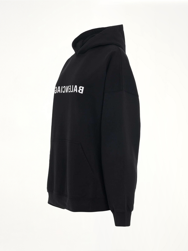 Mirror Print Wide Fit Hoodie in Black
