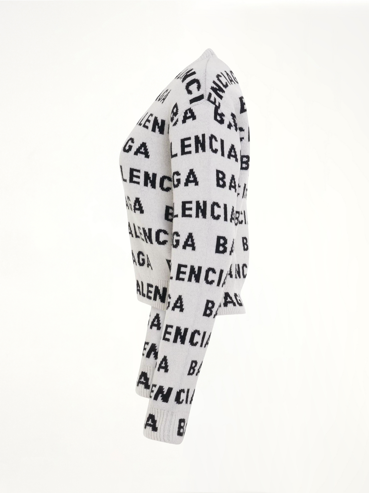 Allover Logo Horizontal Cropped Sweater in White