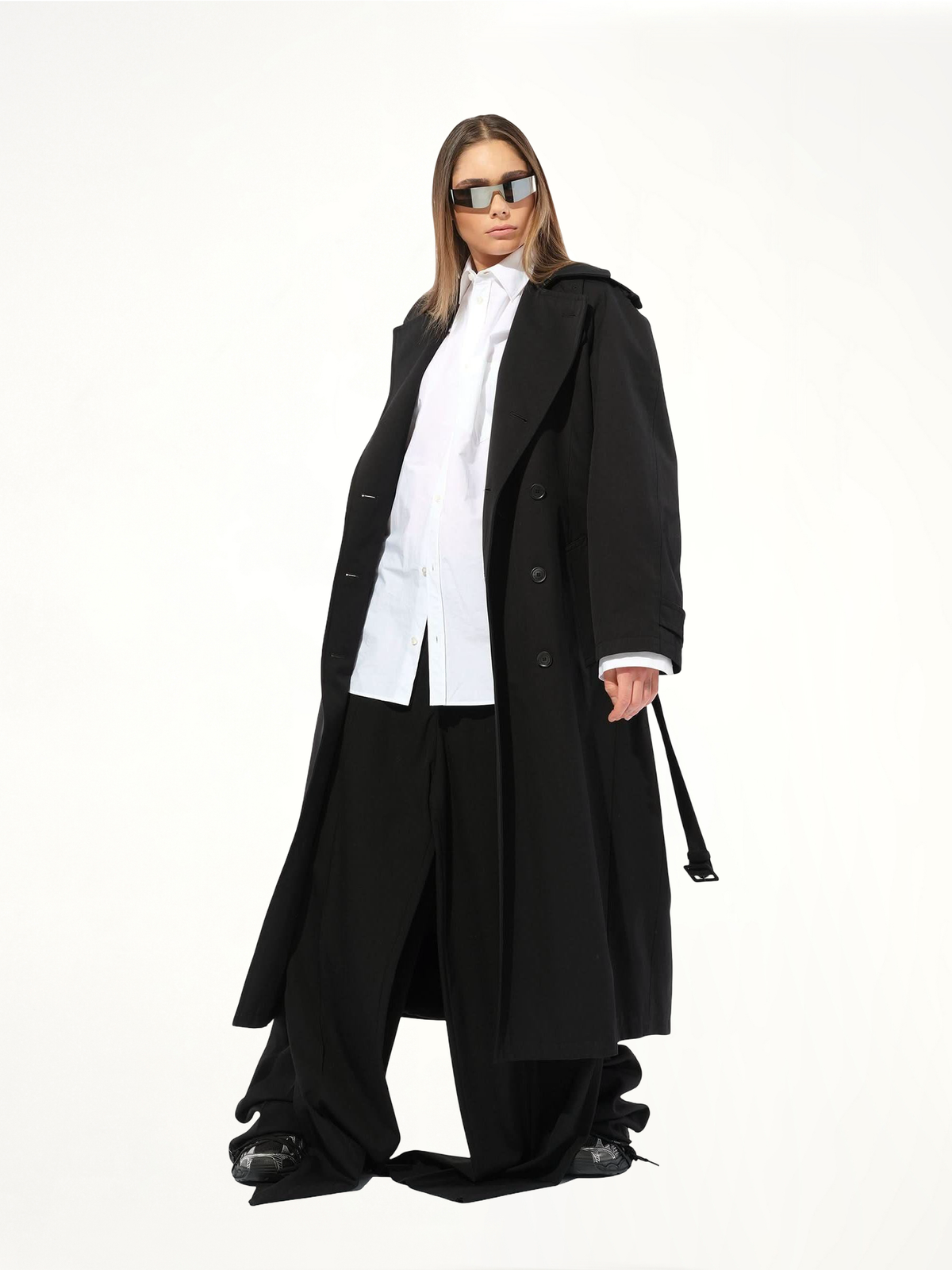 Deconstructed Double Front Pants in Black