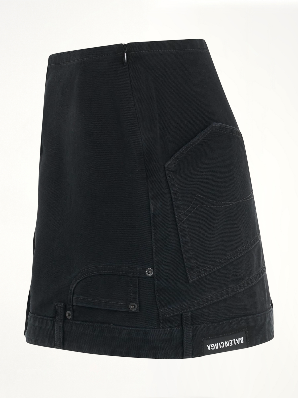 Upside Down Denim Mini Skirt in Black