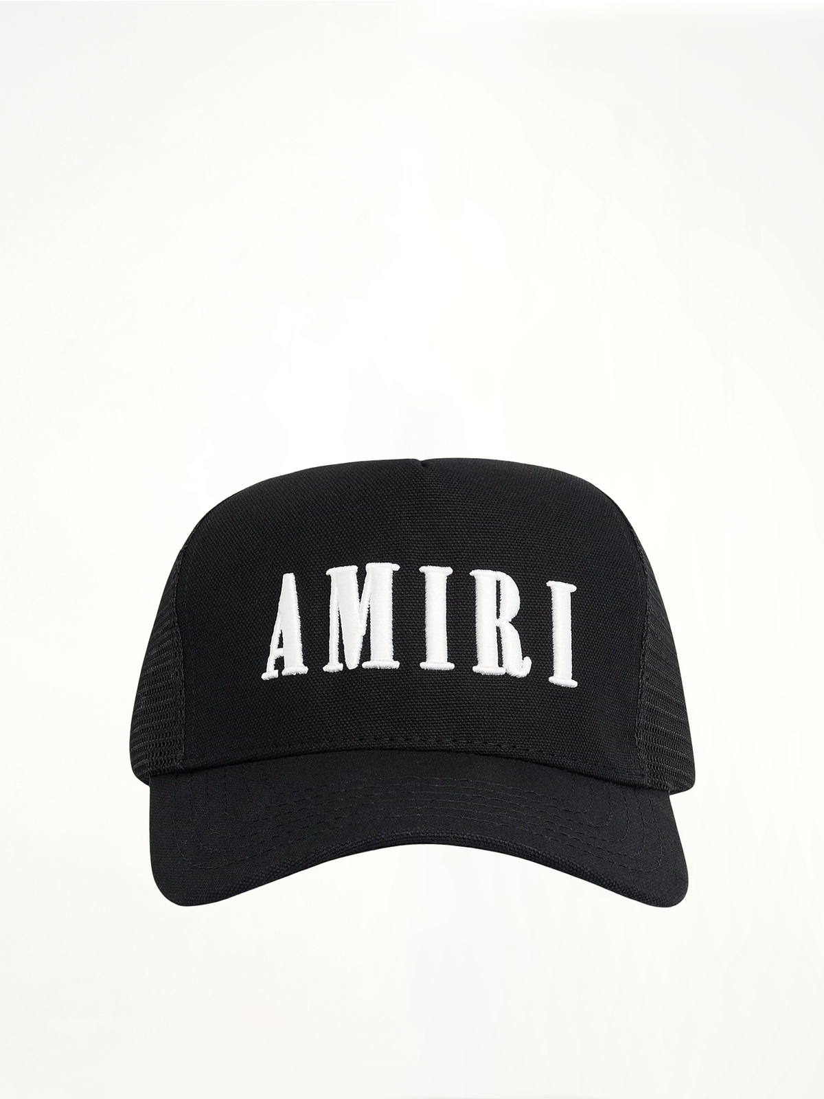 Amiri Core Logo Trucker Hat in Black/White