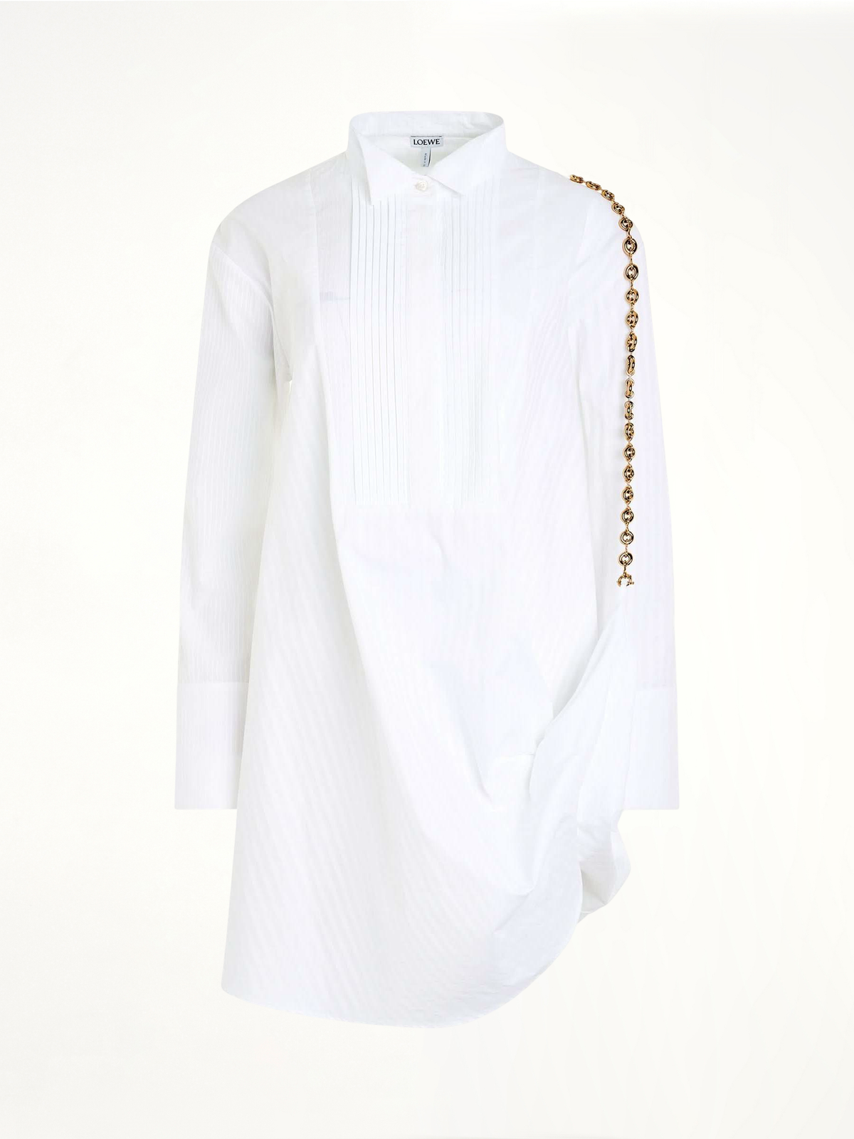 Chain Shirt Dress in Optic White