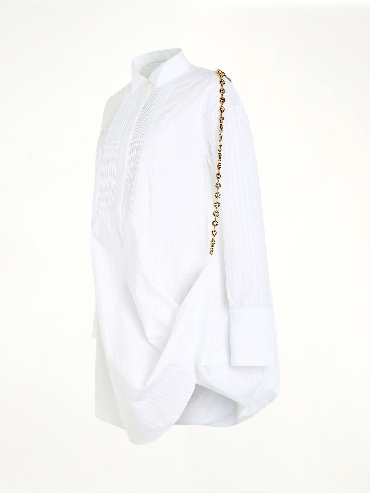 Chain Shirt Dress in Optic White