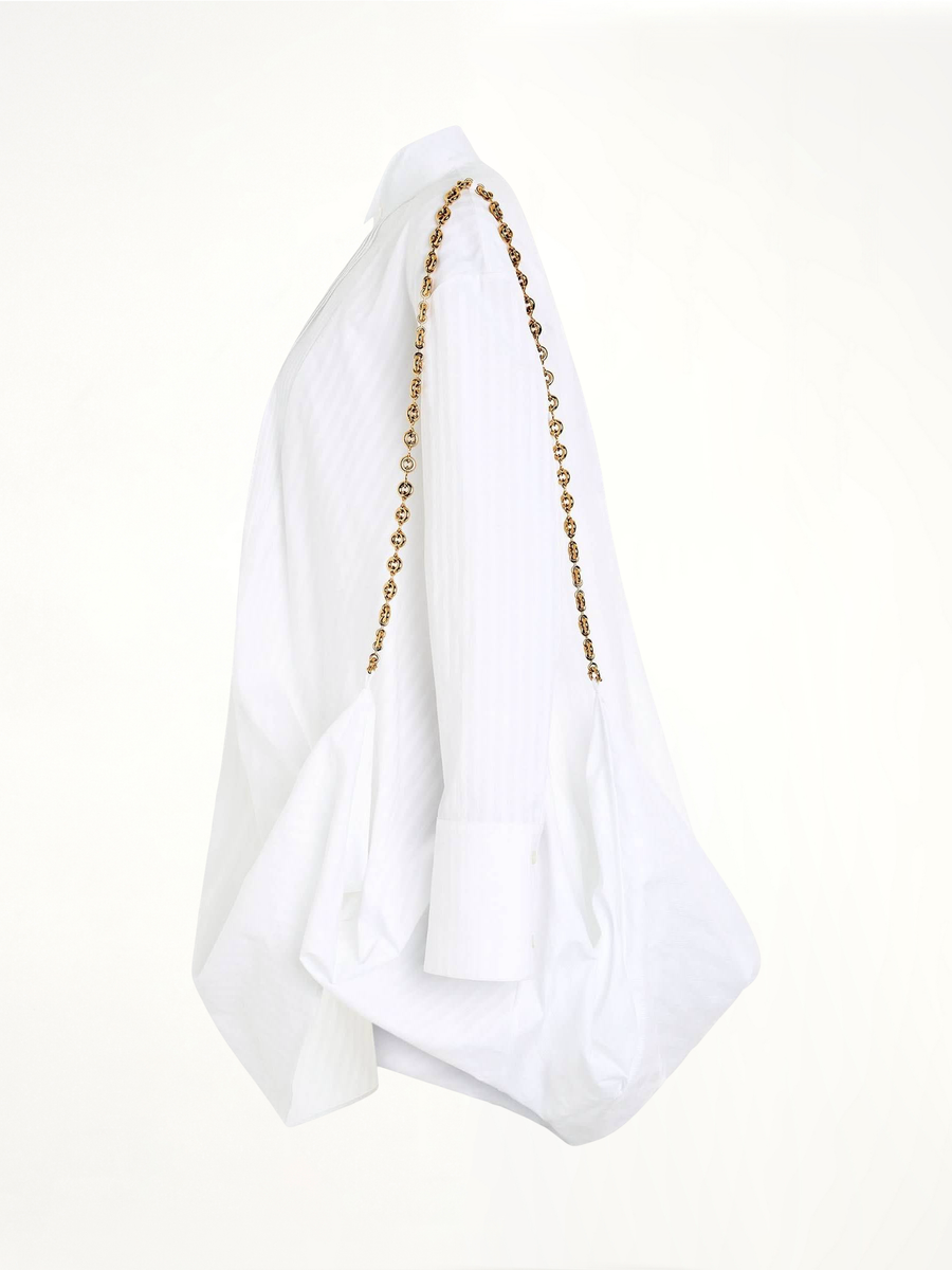Chain Shirt Dress in Optic White