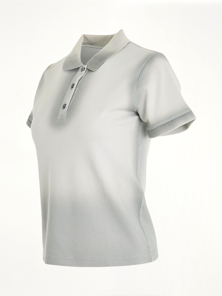 Cotton Polo Top in Cold Grey