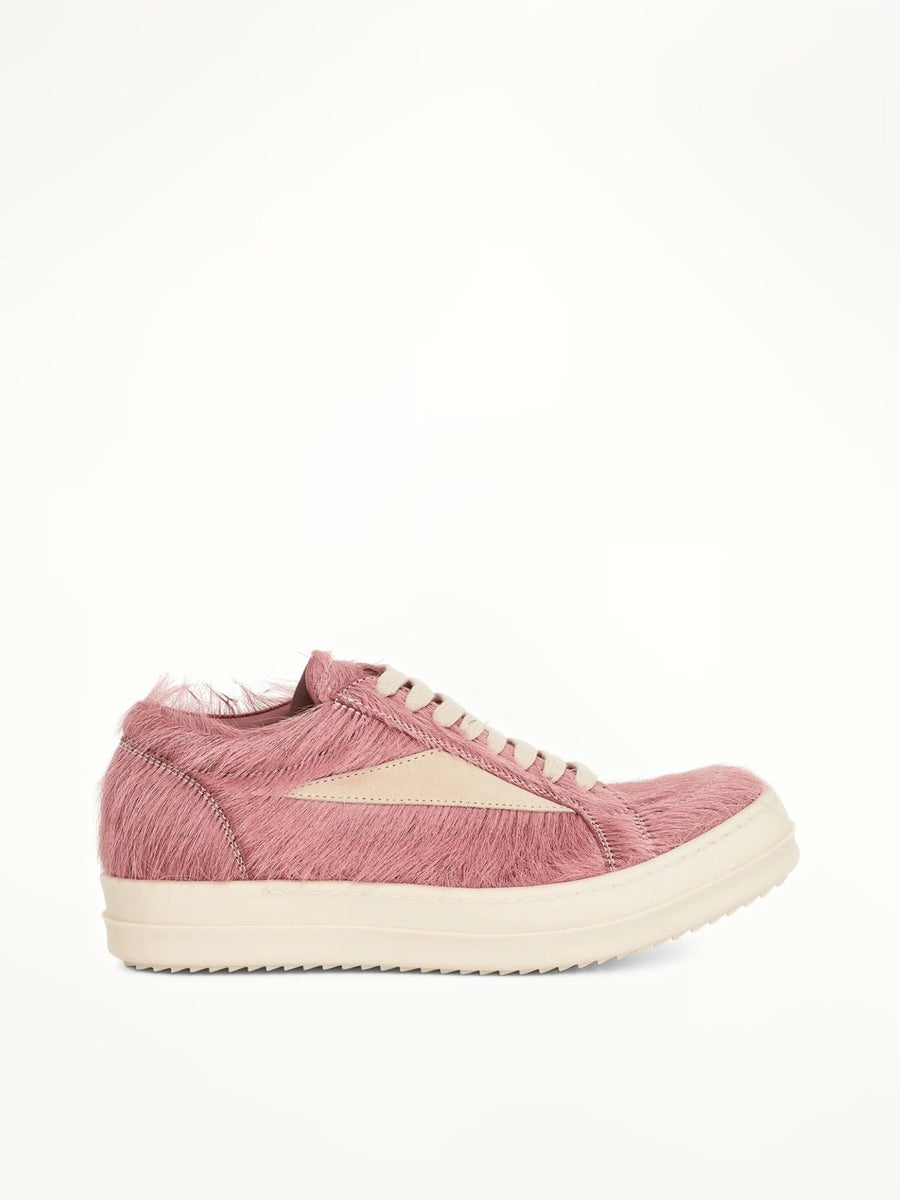 Vintage Fur Sneaker in Dusty Pink/Milk Side View | RICK OWENS