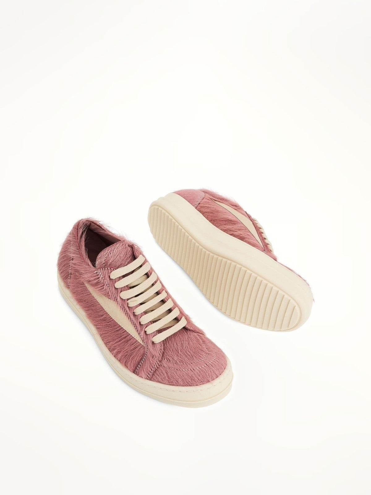 Vintage Fur Sneaker in Dusty Pink/Milk Top View | RICK OWENS