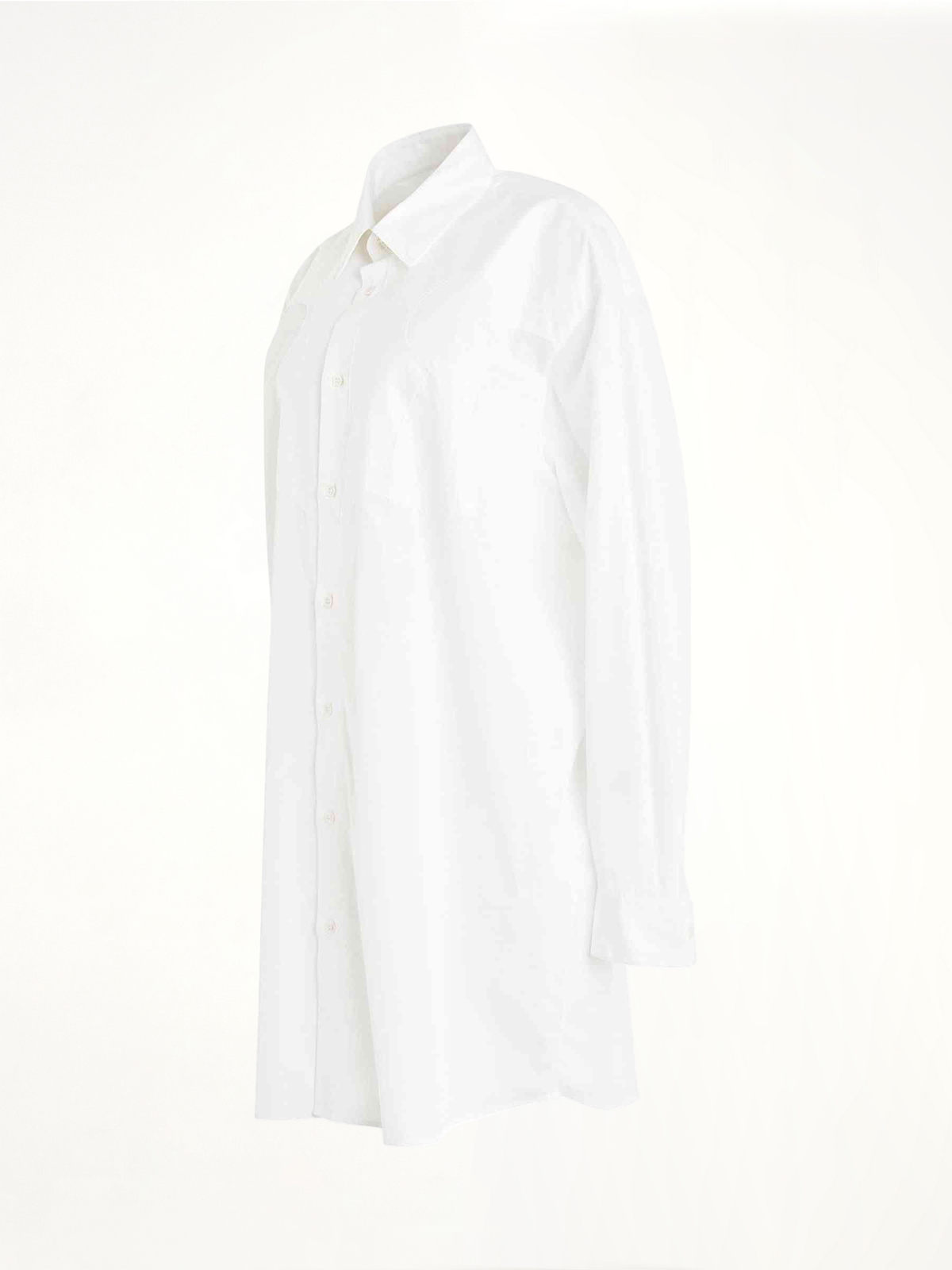 Long Sleeve Cotton Poplin Shirt in White