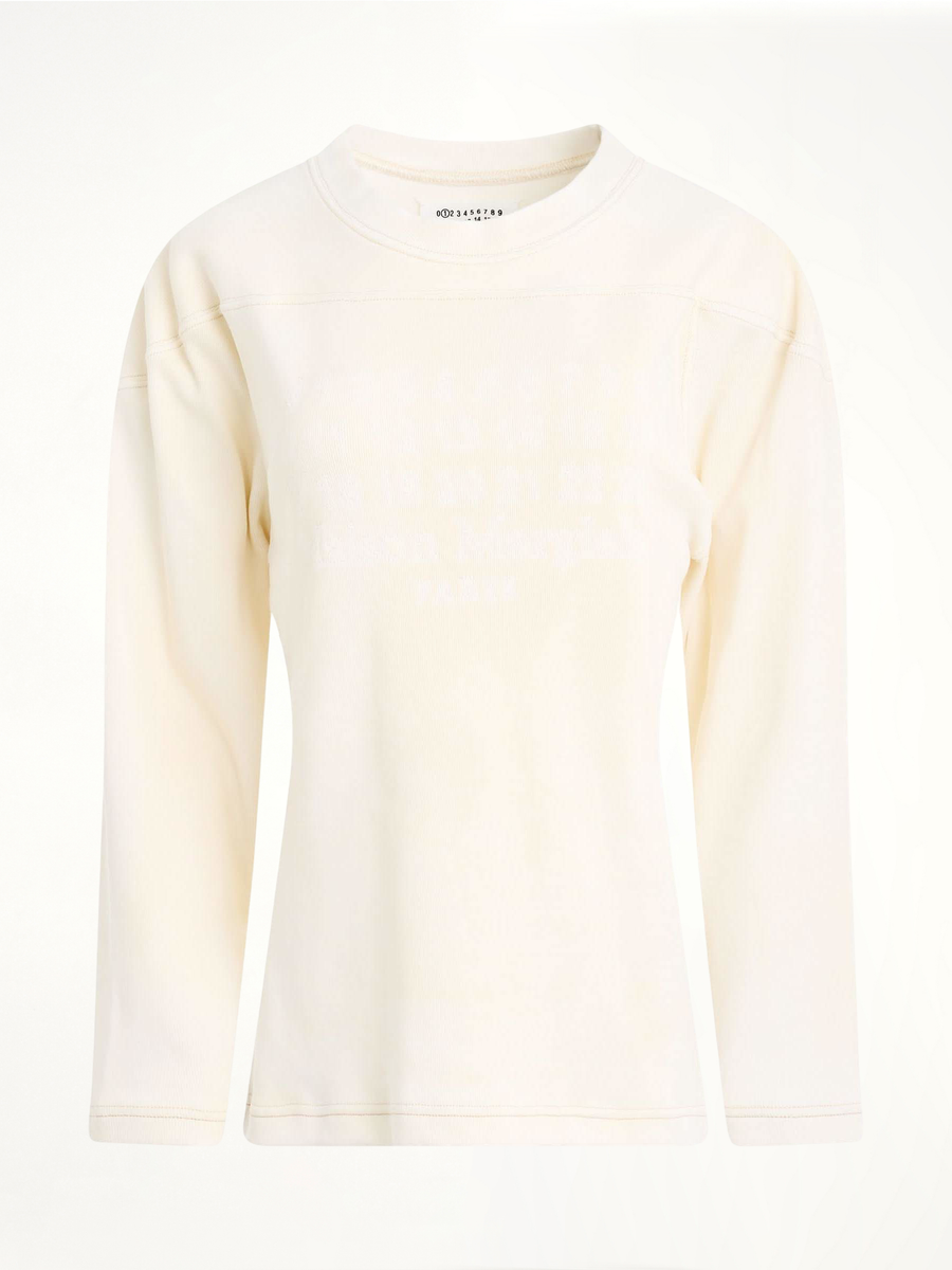 Rib Cotton Logo Sweatshirt in Off White