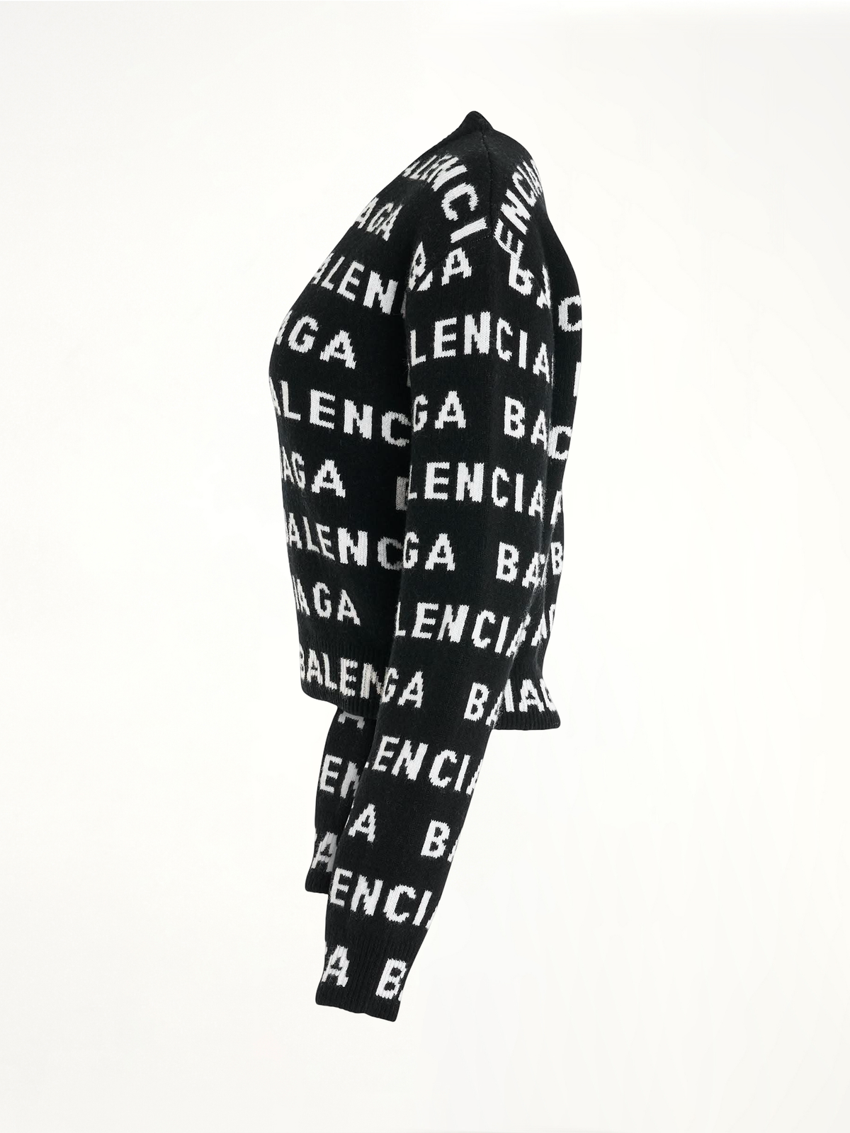 All-Over Logo Cropped Sweater in Black/White