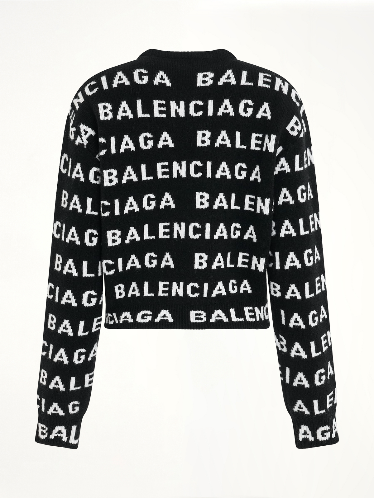 All-Over Logo Cropped Sweater in Black/White