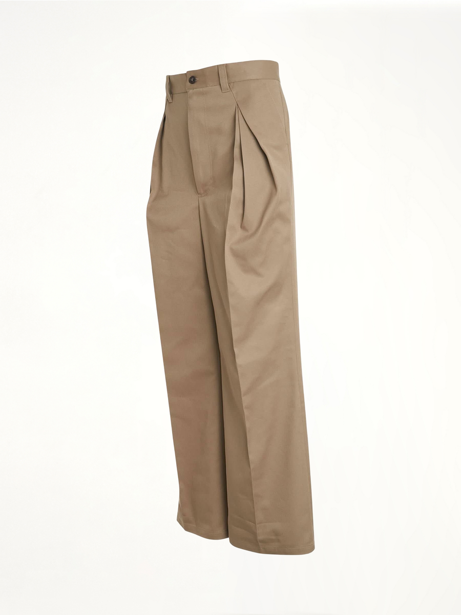 Pleat Details Pants in Beige