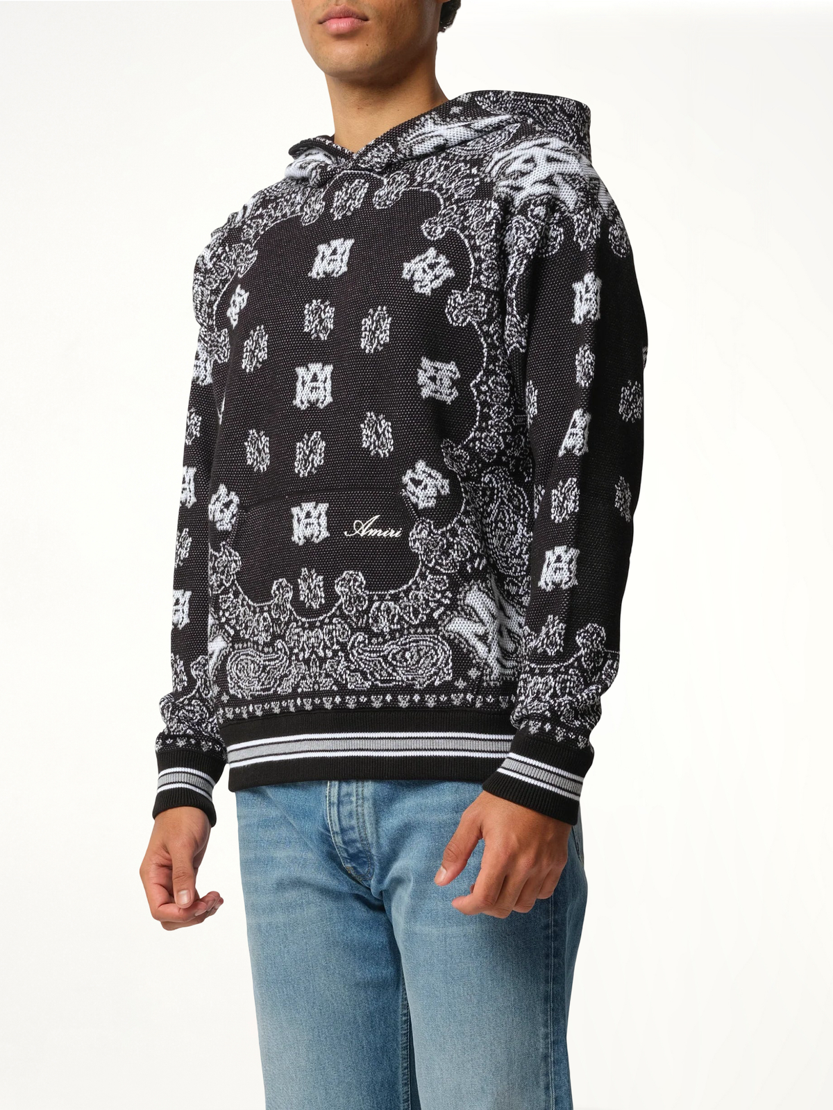 Bandana Hoodie in Black/White