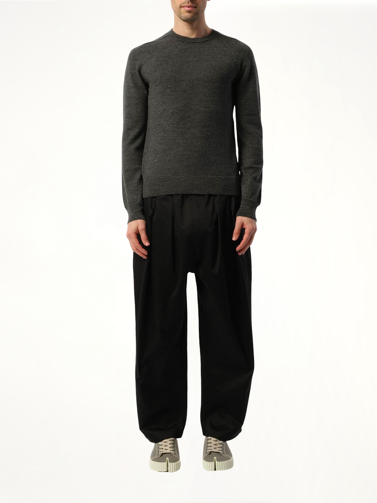 Elbow Patch Knit Sweater in Charcoal