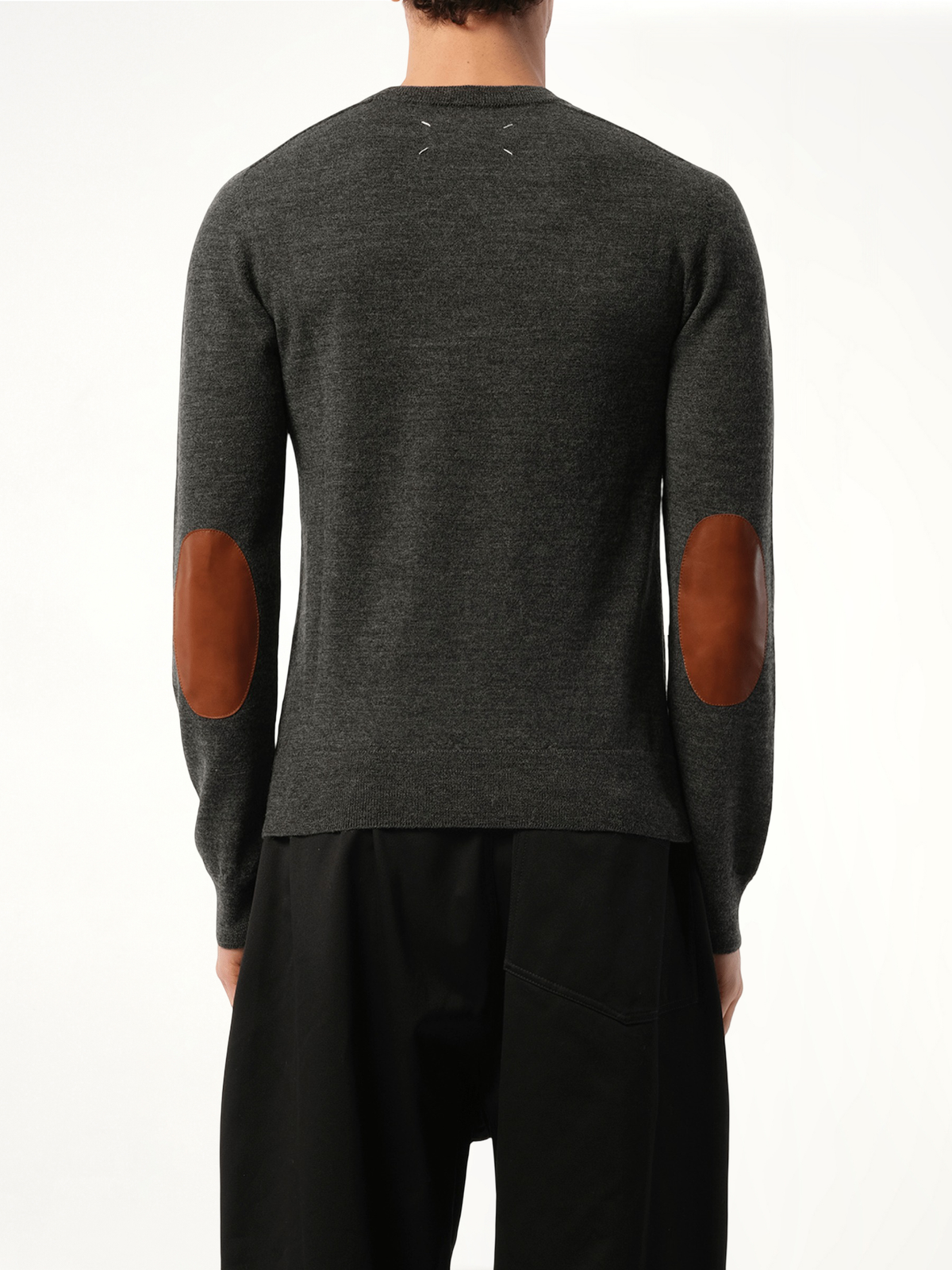 Elbow Patch Knit Sweater in Charcoal