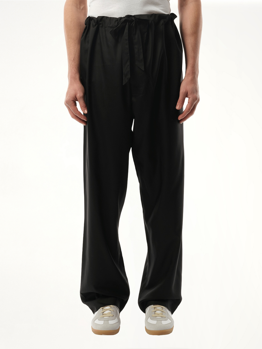 Silk Popeline Pants in Black