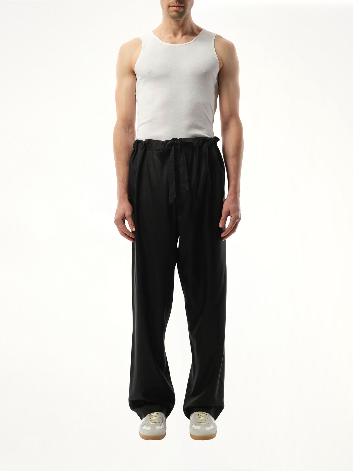 Silk Popeline Pants in Black