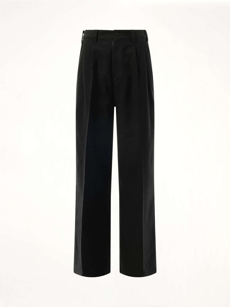 Heavy Cotton Wide Pants in Black